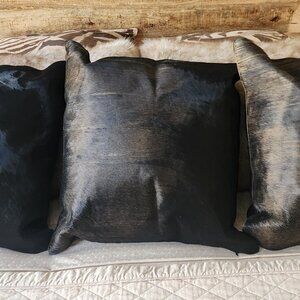Set 3 Restoration Hardware Hand-Painted Metallic Hide Pillow Covers Square 22x22